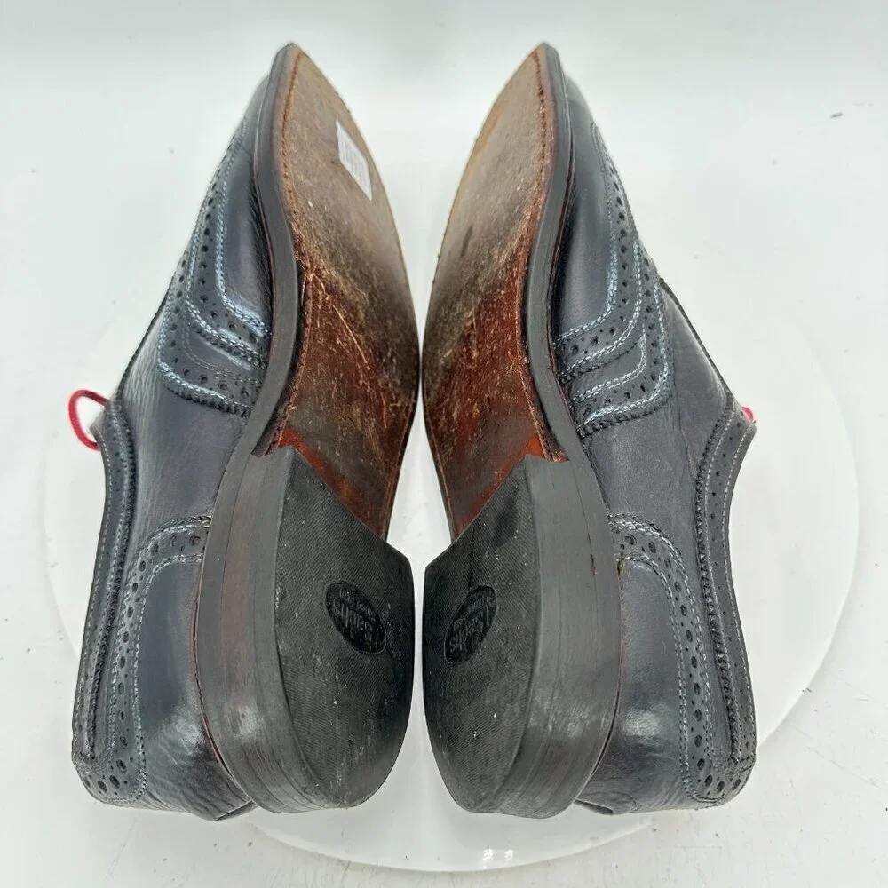 Allen Edmond Neumok Men Size 9.5D Black Leather Wingtip Oxford Dress Shoes